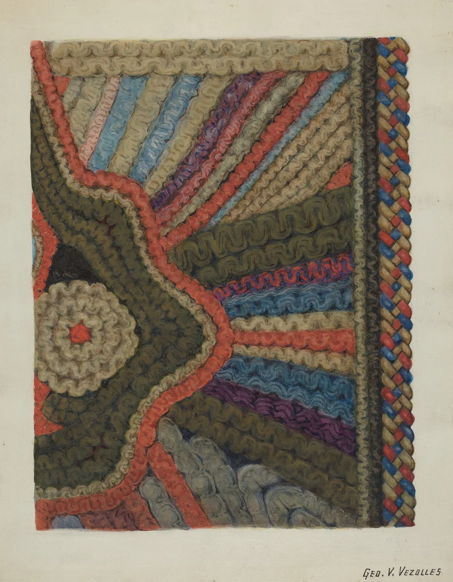 Shaker Woolen Rug by George V Vezolles, index of american design, 1935-1942