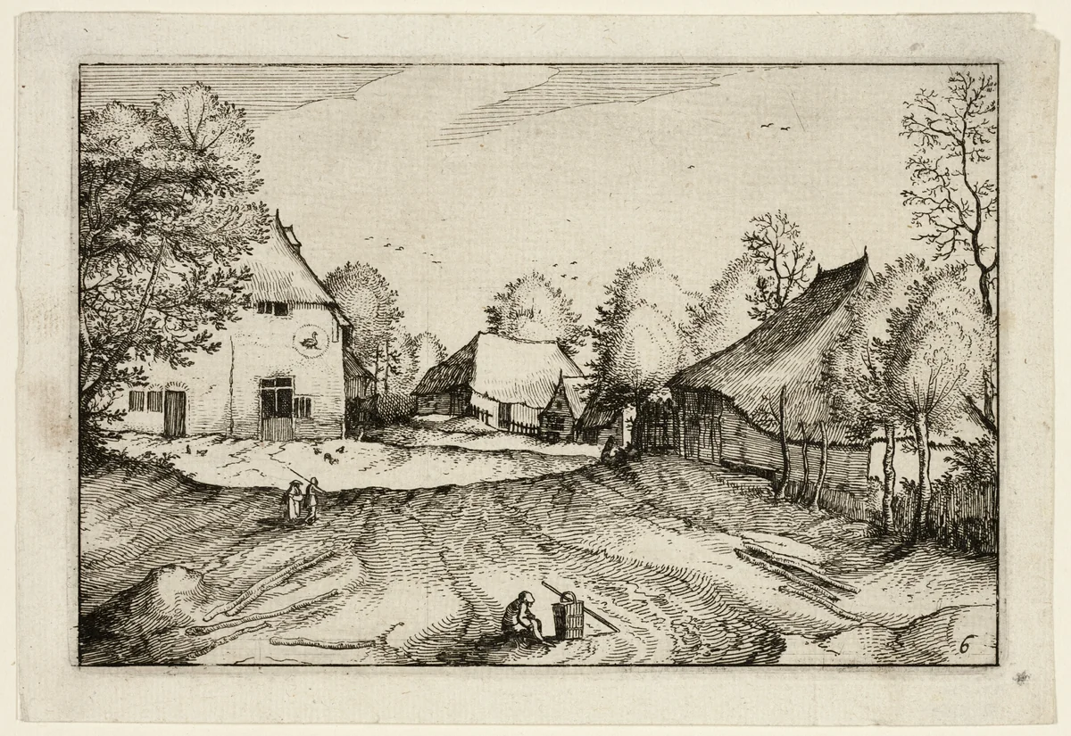 The Swann's Inn, plate six after Pictures of Farms, Country Houses and Rustic Villages (Praediorum villarum et rusticarum casularum icones) by Claes Jansz Visscher, print, 1612