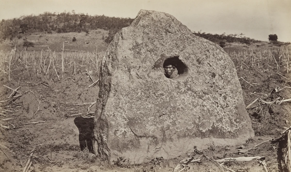 Ancient Sacrificial Stone, Naranjo by Eadweard Muybridge, photograph, 1875