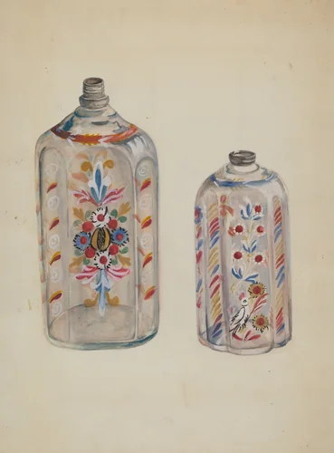 Flint Glass Bottles by Ella Sterling, index of american design, 1936