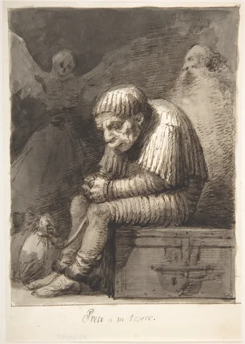 Shackled to His Treasure (Preso á su tesoro) by Leonardo Alenza, drawing, 1807-1845