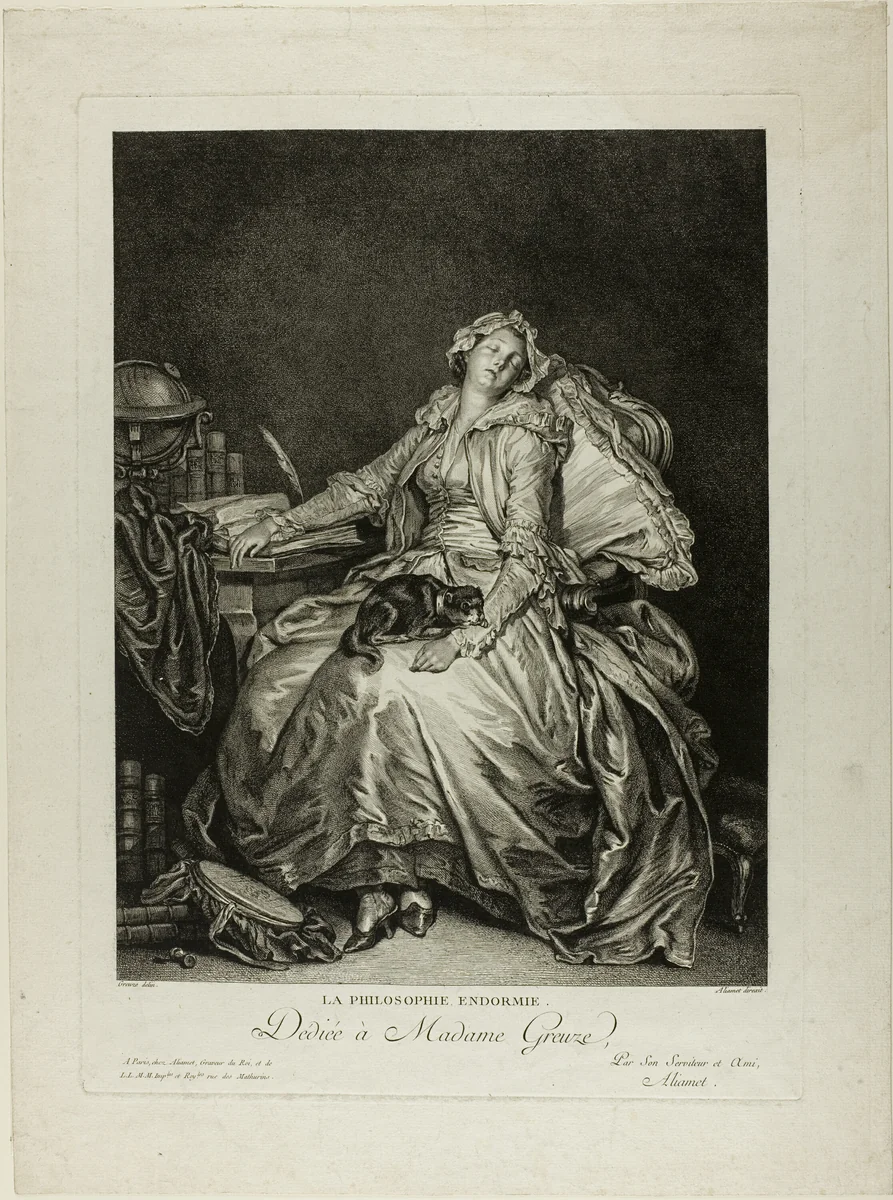 Philosophy Asleep by Jacques Aliamet, print, 1746-1788