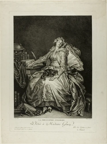 Philosophy Asleep by Jacques Aliamet, print, 1746-1788