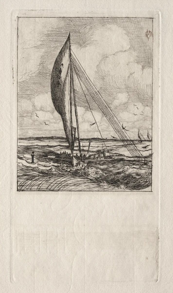 Swift Sailing Proa, Mulgrave Archipelago, Oceania by Charles Meryon, print, 1866