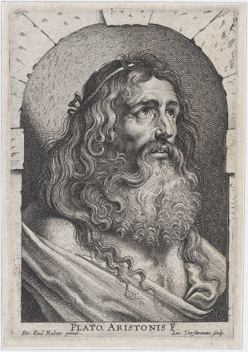 The bust of Plato, in a niche by Lucas Vorsterman, print, 1615-1625