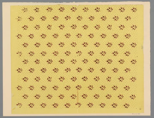 Blad met strooipatroon van bloemmotief met puntenfond by anonymous, print, 1800-1900