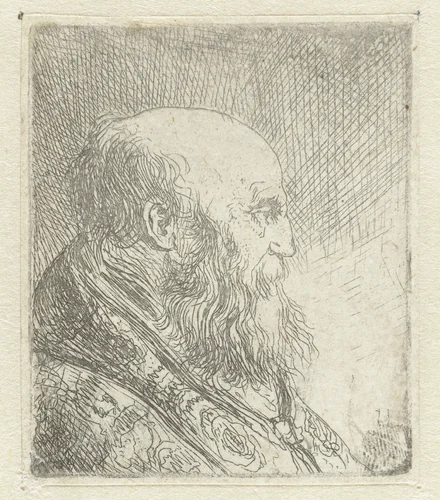 Buste van een oude man met baard by Jan Lievens, print, 1625-1674