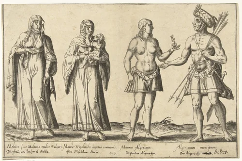 Kleding van Mediterrane volkeren rond 1580 by Abraham de Bruyn, print, 1581