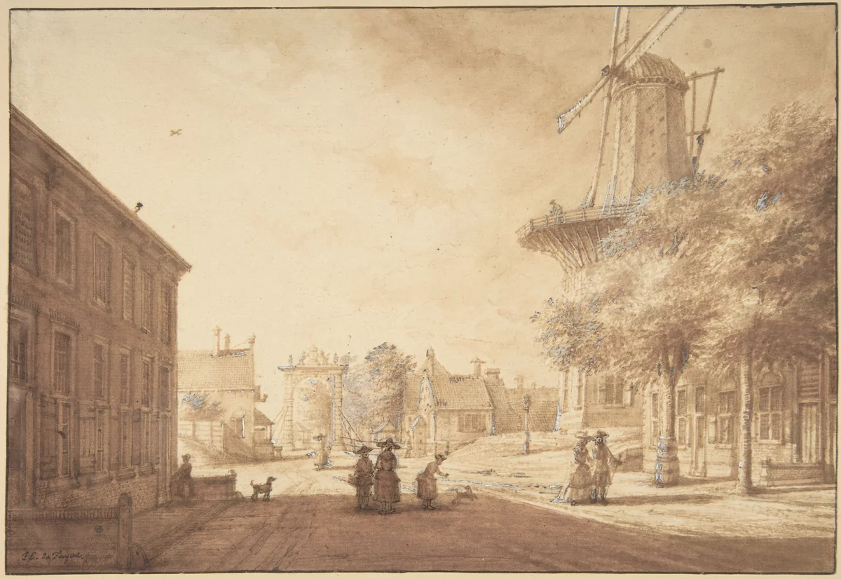 Entrance to The Hague from the South East by Jacob Elias La Fargue, drawing, 1750-1776