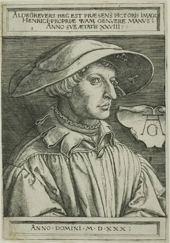Heinrich Aldegrever, Aged 28 by Heinrich Aldegrever, print, 1530