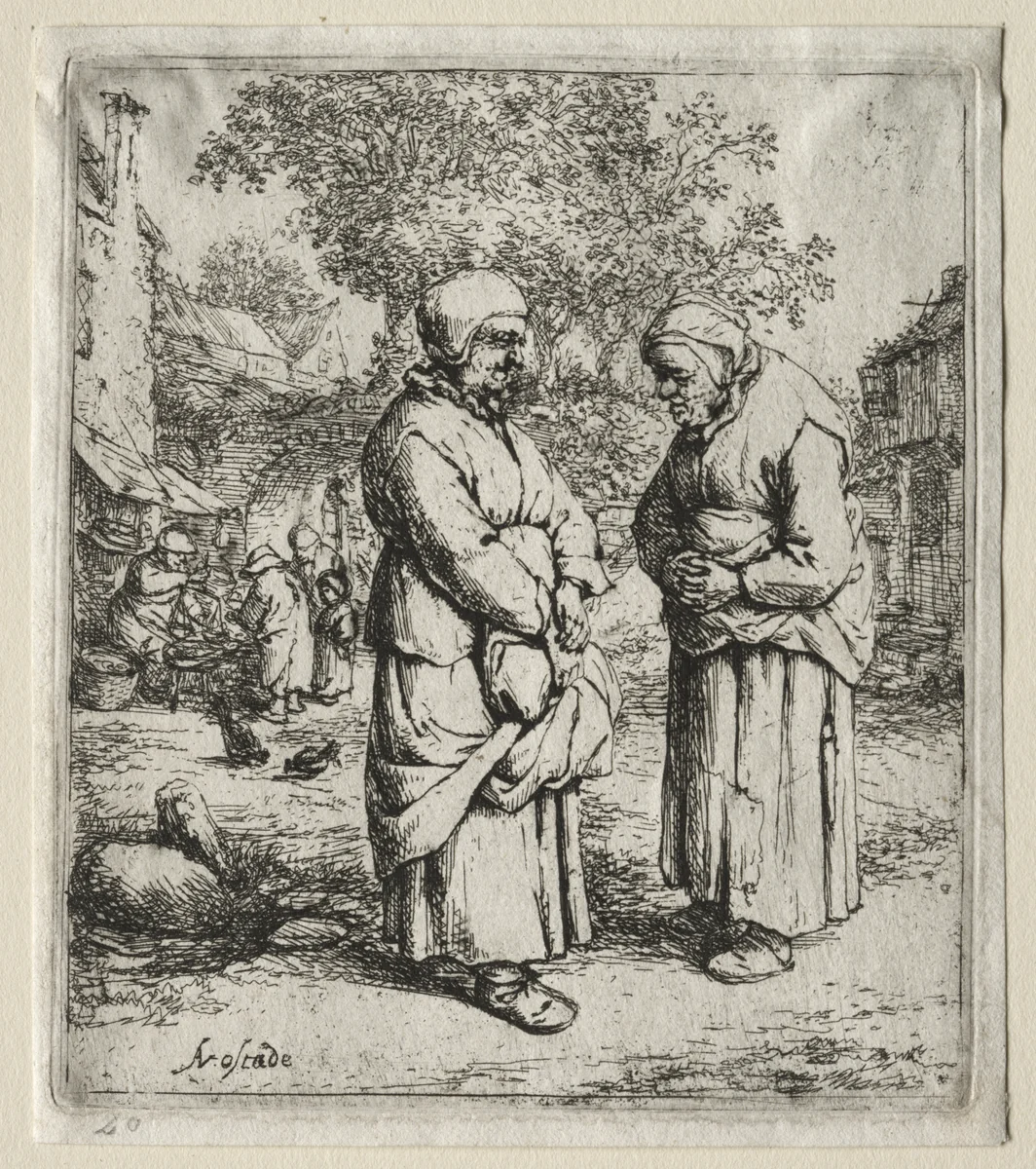 The Two Gossips by Adriaen van Ostade, print, 1643-1659