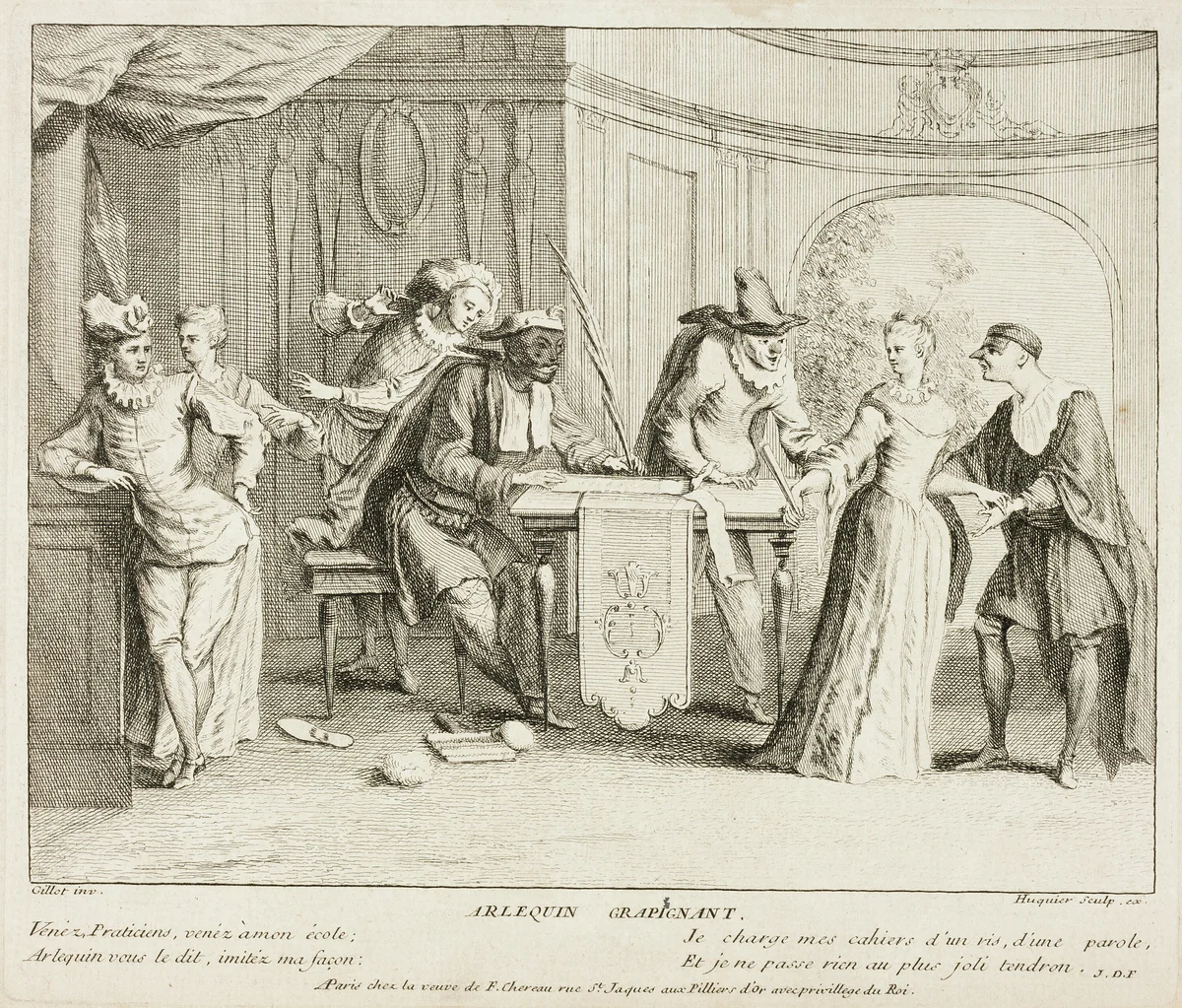 Plate from Livre de Scènes Comiques by Gabriel Huquier, print, 1729-1732