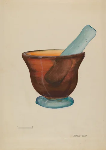 Mortar and Pestle by Janet Riza, index of american design, 1935-1942