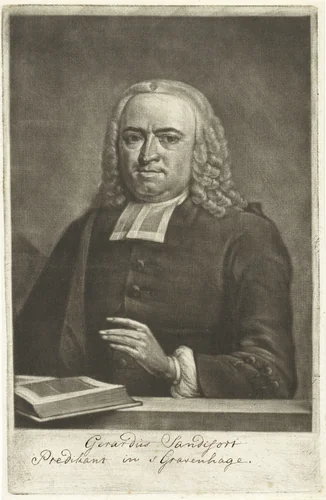 Portret van Gerardus Sandifort by Aert Schouman, print, 1751