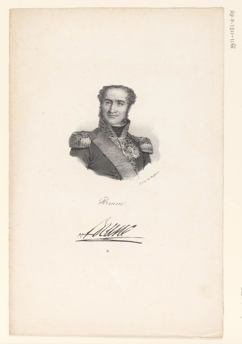 Portret van Guillaume Brune by anonymous, print, 1818-1842
