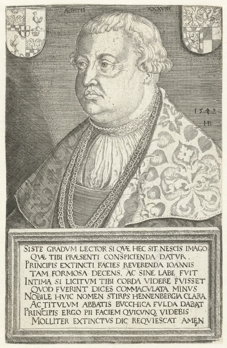 Portret van abt Johann von Henneberg by Unknown, print, 1541