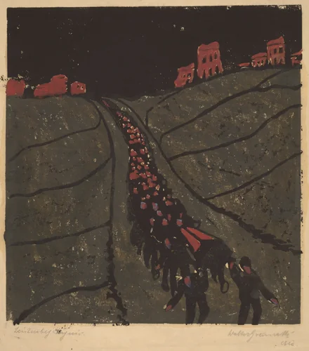 The Burial (Begräbnis) by Walter Gramatté, print, 1916