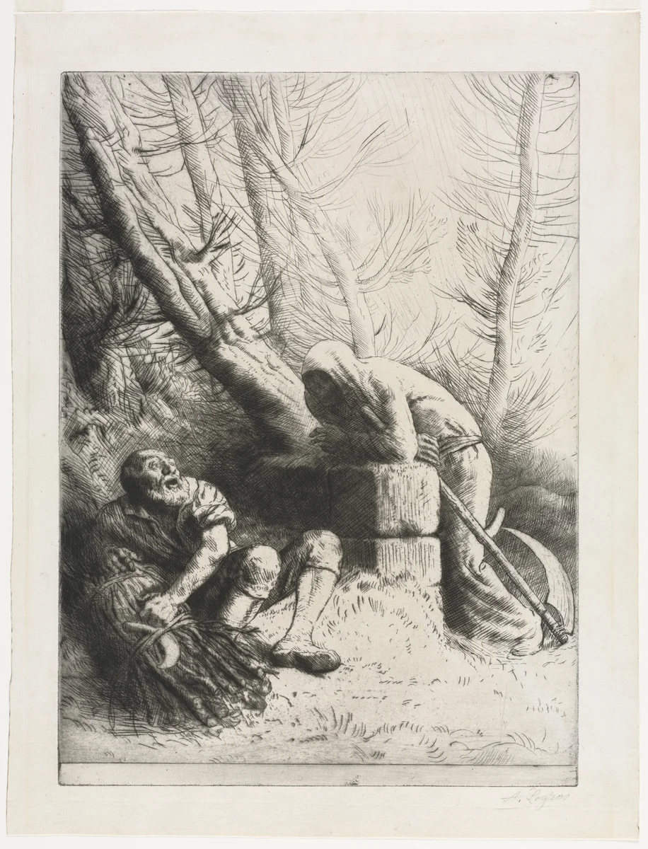 Death and the Woodcutter by Alphonse Legros, print, 1881