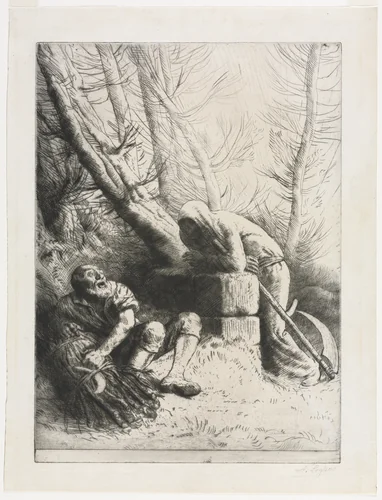Death and the Woodcutter by Alphonse Legros, print, 1881