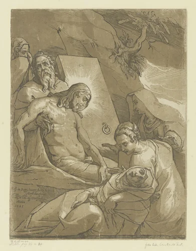 Graflegging van Christus by Unknown, print, 1585