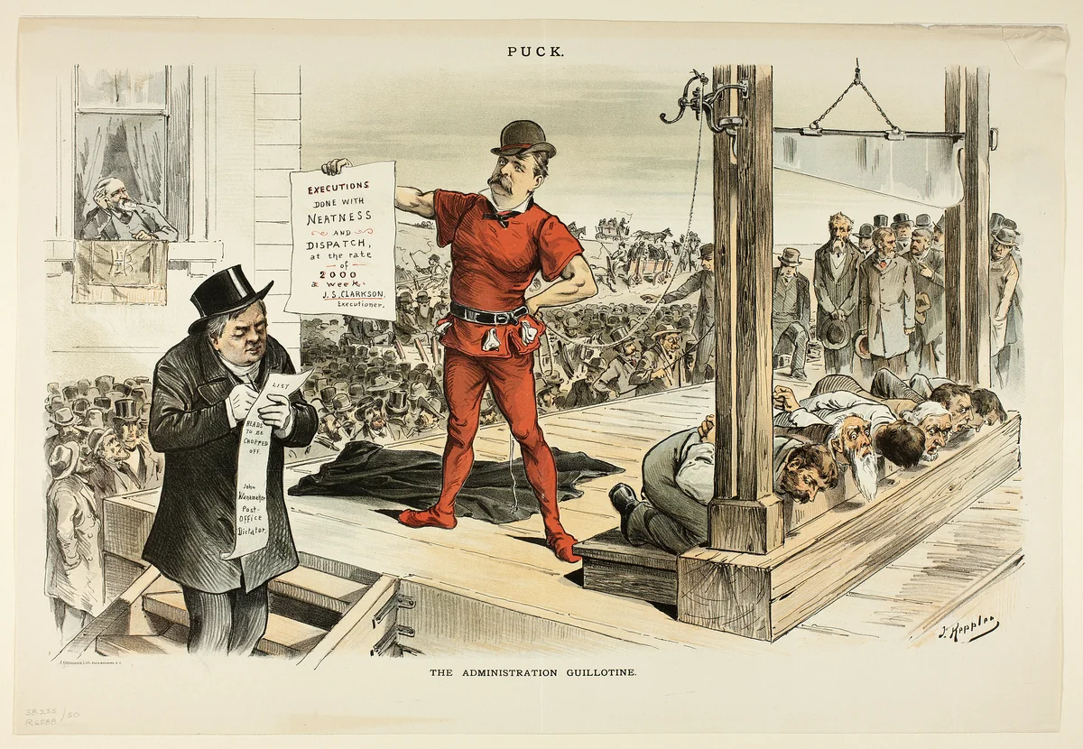 The Administration Guillotine, from Puck by Joseph Keppler, print, 1858-1894