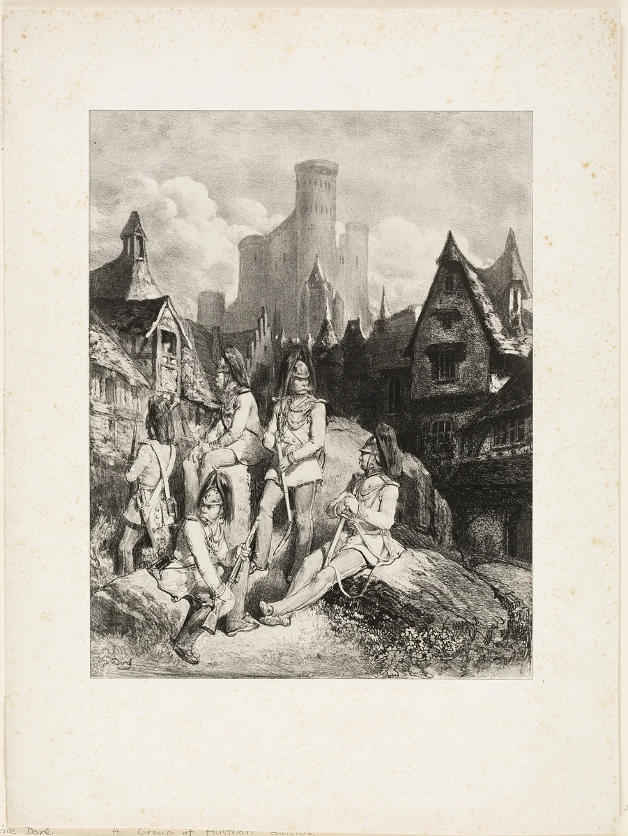 A Group of Austrian Guards by Gustave Doré, print, 1859