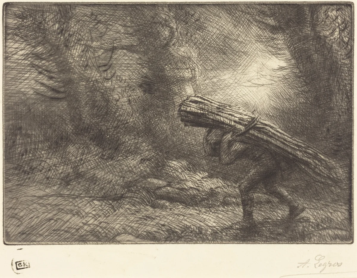 Return to the Cottage (Le retour a la chaumiere) by Alphonse Legros, print, 1837-1911