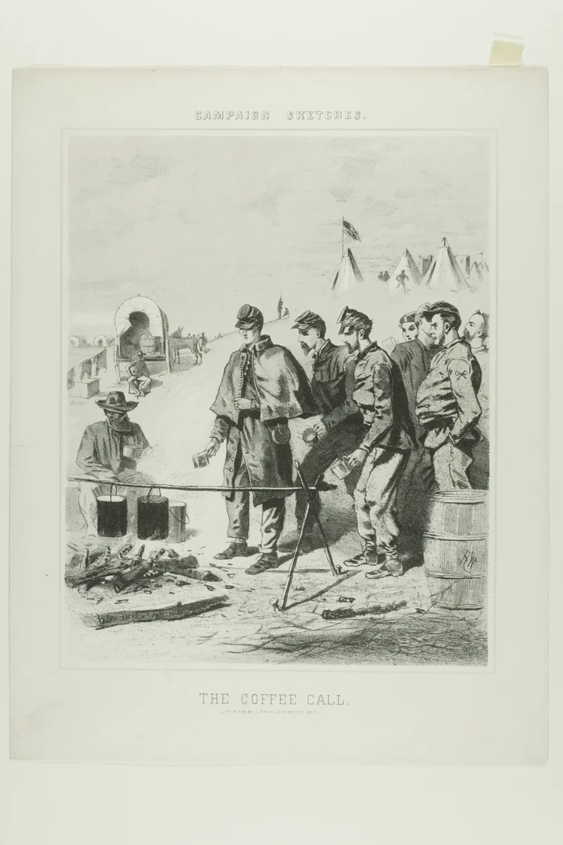 Campaign Sketches: Coffee Call by Winslow Homer, print, 1863