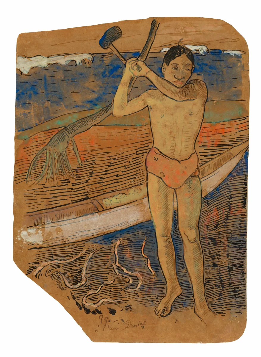 Man with an Ax by Paul Gauguin, drawing, 1891-1893
