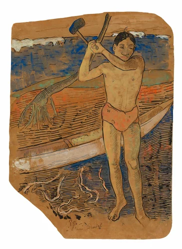 Man with an Ax by Paul Gauguin, drawing, 1891-1893