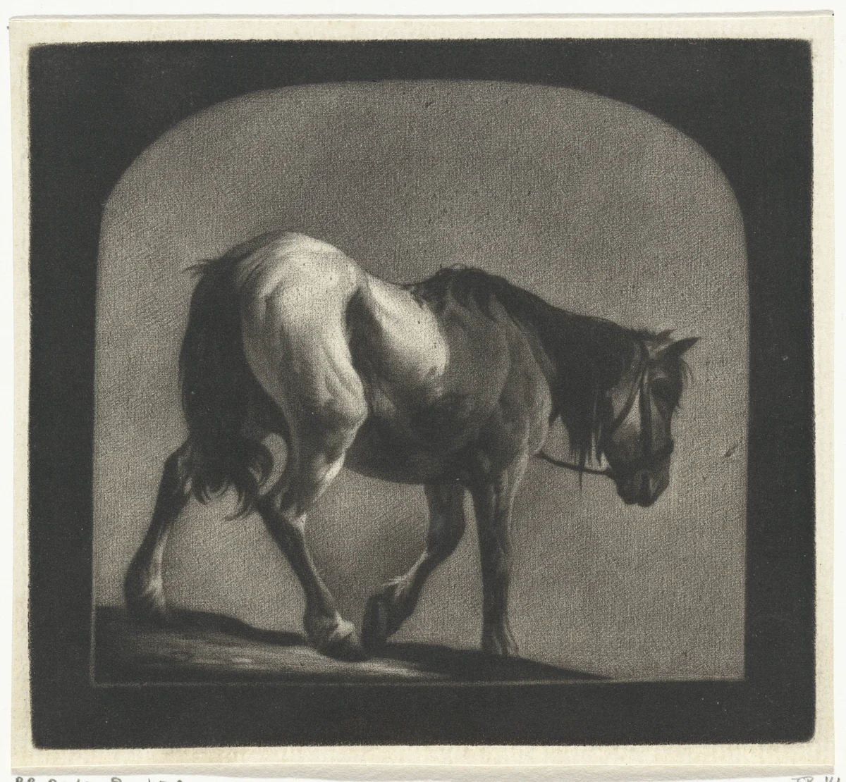 Lopend paard by Arnout Rentinck, print, 1722-1775