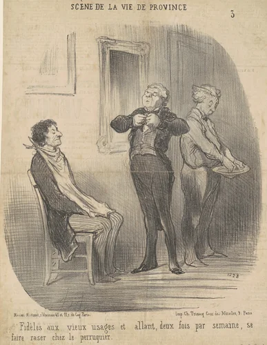 Fidèles aux vieux usages ... by Honoré Daumier, print, 1852