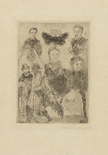 Small Bizarre Figures, state II by James Ensor, print, 1888
