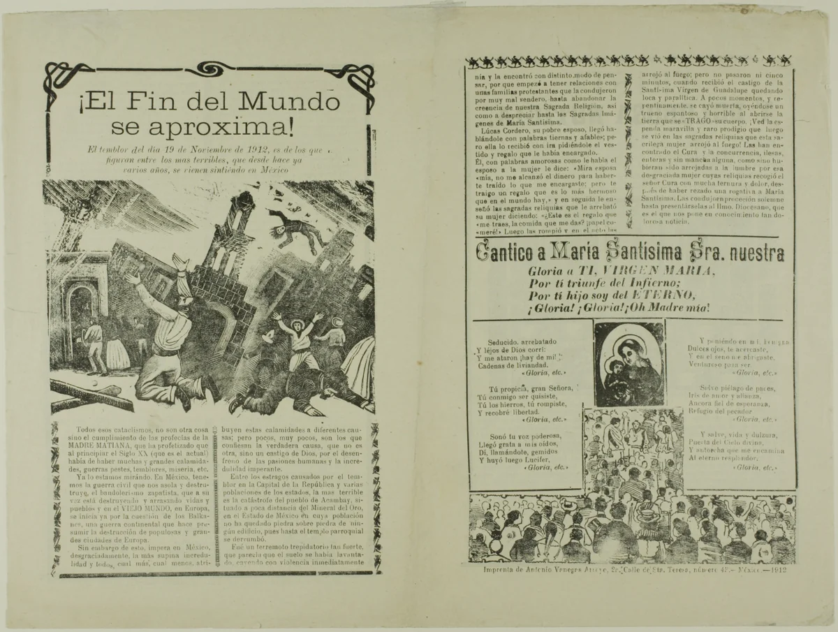 El fin del mundo se aproxima (The End of the World is Approaching) by José Guadalupe Posada, print, 1871-1913