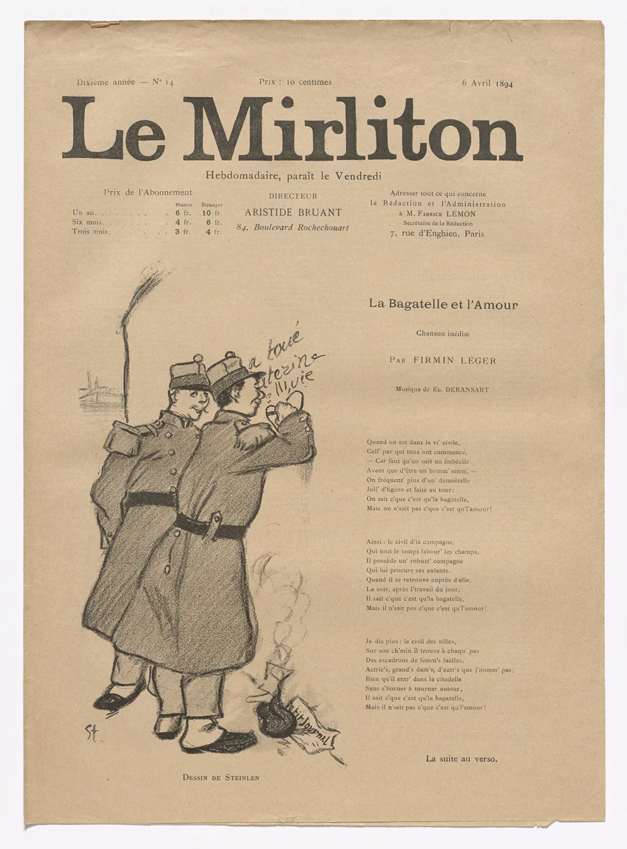 Le Mirliton, no. 14 by Théophile-Alexandre Steinlen, periodical, 1894