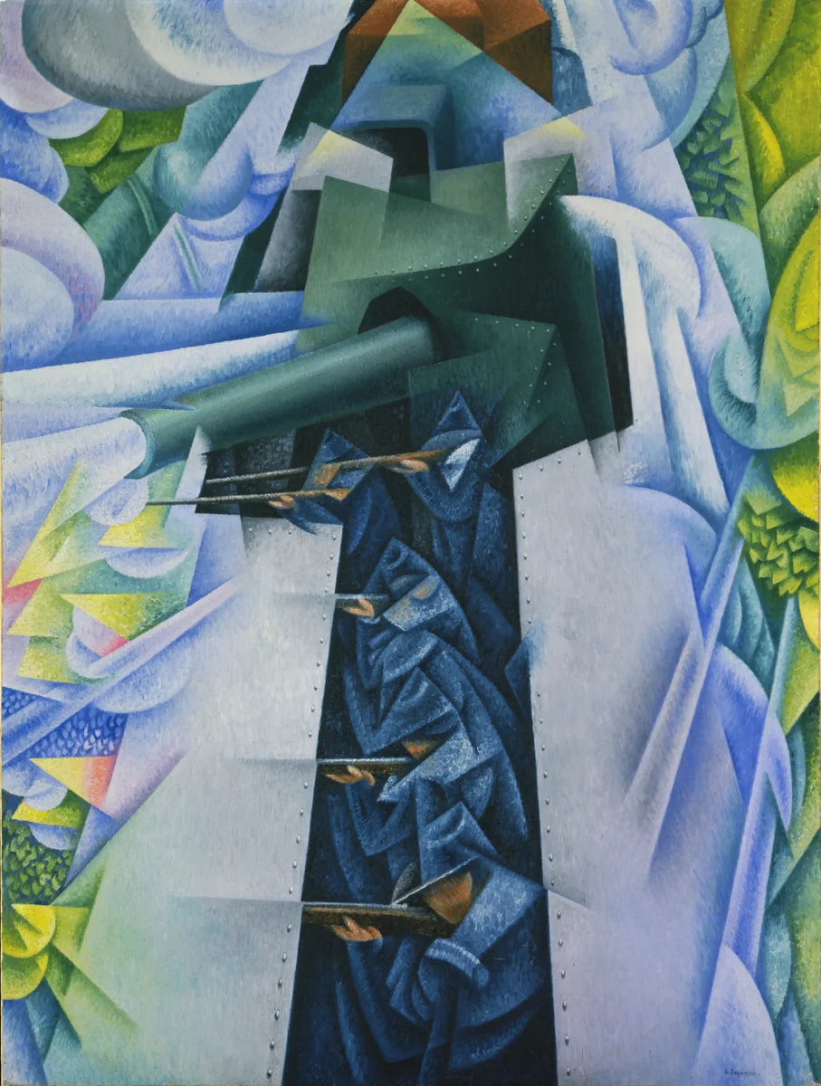 Armored Train in Action by Gino Severini, painting, 1915
