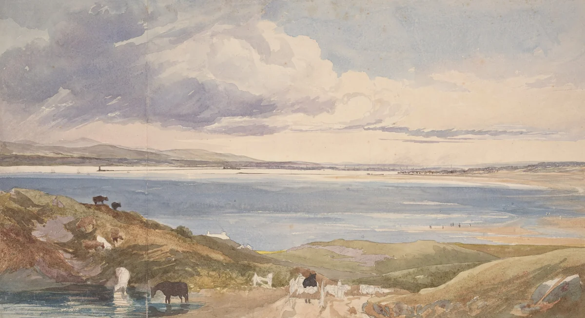 Landscape by the Shore with Road in Foreground by James Bulwer, drawing, 1794-1874