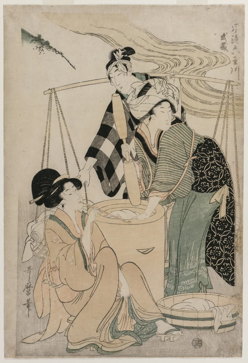Settsu Province from the series Fashionable Six Jewel Rivers (Furyu Mu Tamagawa) by Kitagawa Utamaro (喜多川歌麿), print, 1795-1805