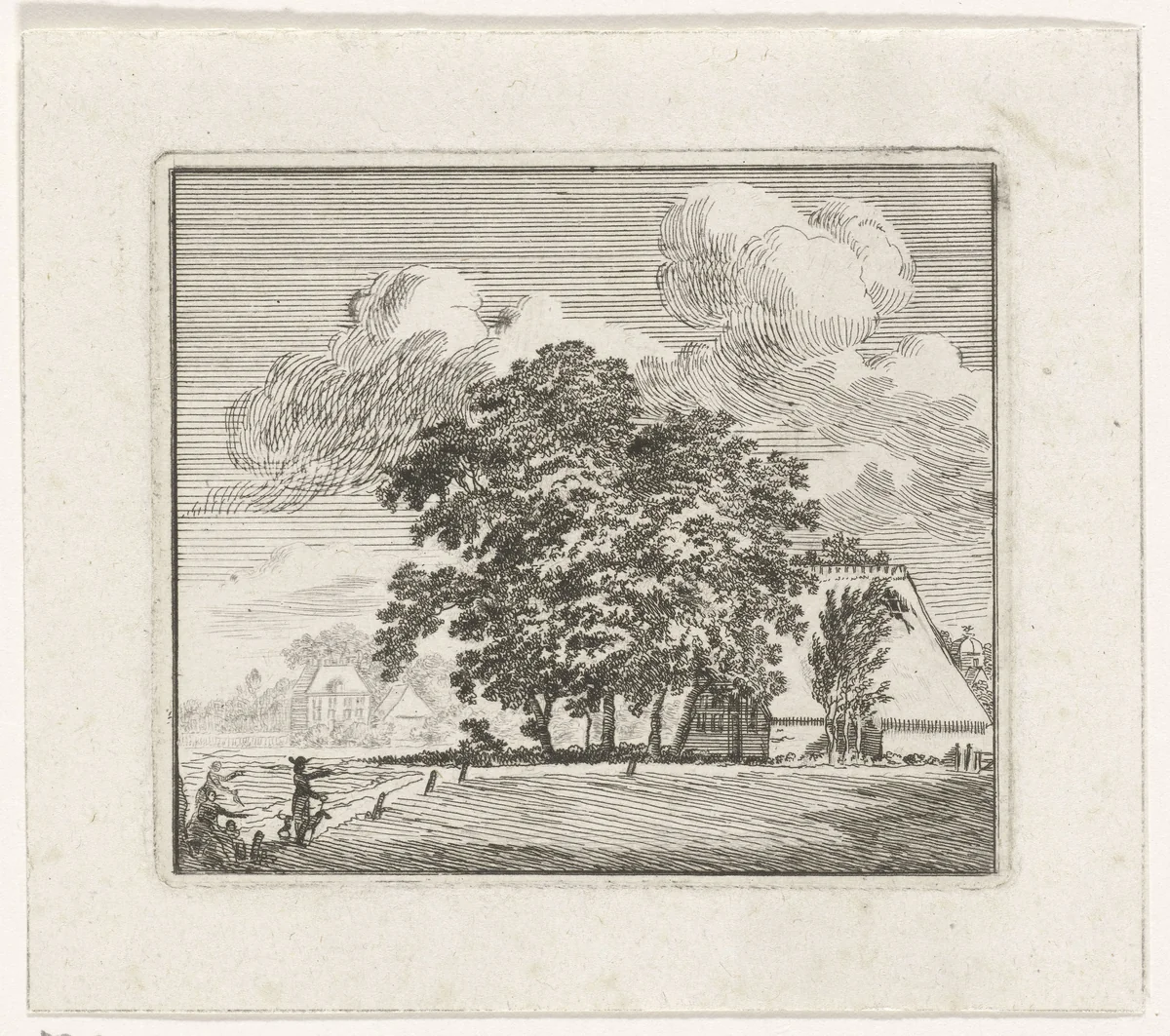Boerderij in een landschap by Hendrik Hoogers, print, 1757-1814