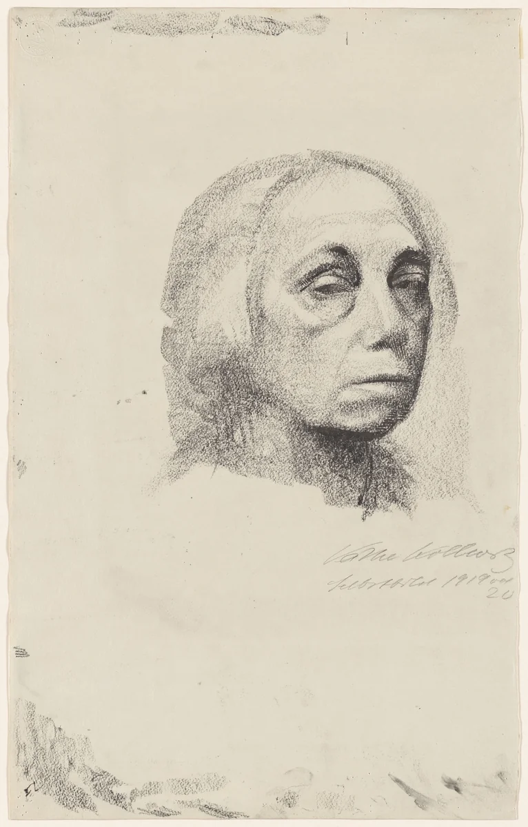 Small Self-Portrait (Kleines Selbstbildnis) by Käthe Kollwitz, drawing, 1919