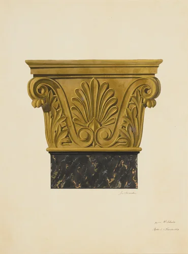 The Gold Capital of a Column by W. Schrader, drawing, 1800-1900