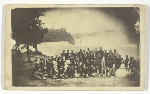 Untitled (Group at Niagara falls) by Artist Unknown, photograph, 1855-1865