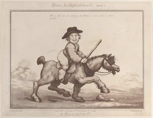 Horse Accomplishments, Sketch 2: A Paviour !! by Thomas Rowlandson, print, 1799