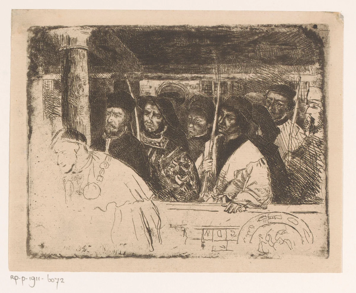 Boogschutters van de Antwerpse schutterij by Henri Leys, print, 1865