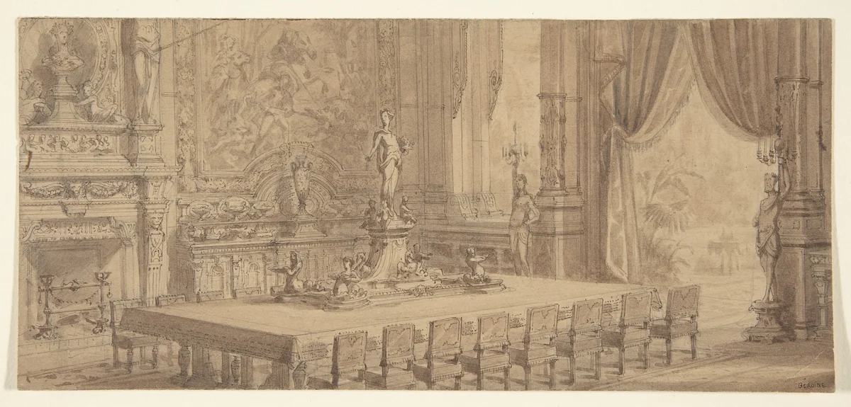 Architectural Interior by anonymous, drawing, 1800-1899