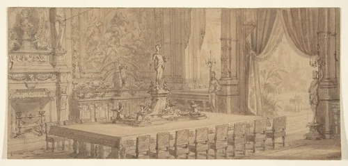 Architectural Interior by anonymous, drawing, 1800-1899
