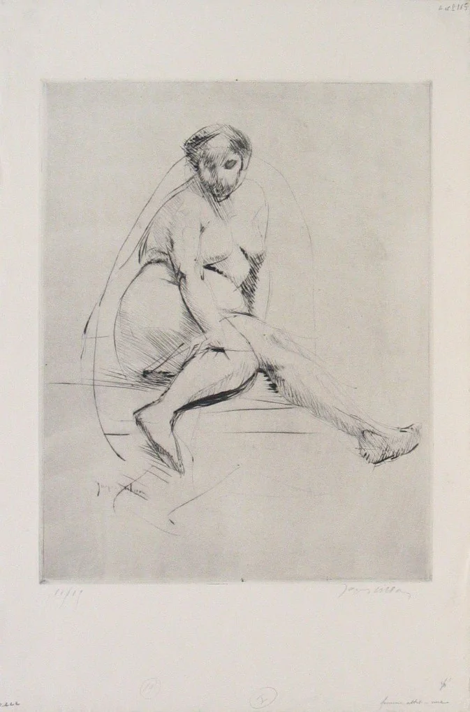 Seated Nude (Femme assis nue) by Jacques Villon, print, 1910