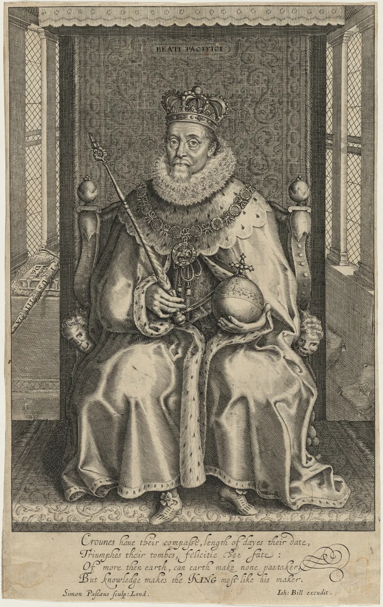 James I of England by Simon van de Passe, print, 1616