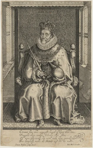 James I of England by Simon van de Passe, print, 1616