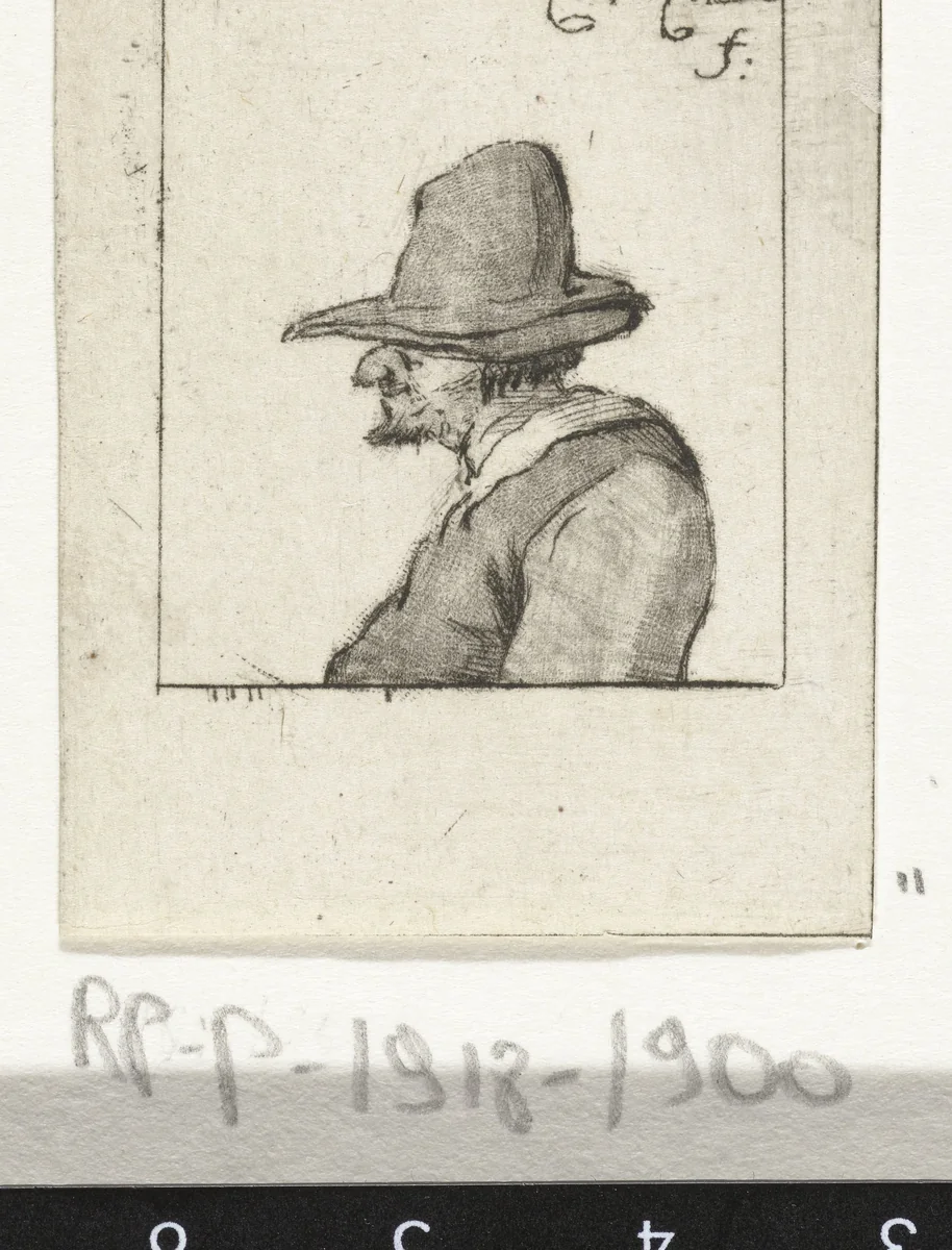 Buste van een oude boer by Pieter de Mare, print, 1779